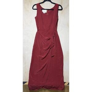 Spenser Jeremy Silk Dress Women's 6 Red Midi Wrap Cocktail Wedding Guest Formal